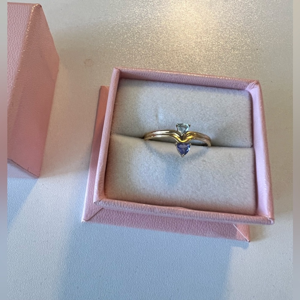 Trillion Tanzanite Aqua Ring by Audrey Rose - Picture 3 of 4